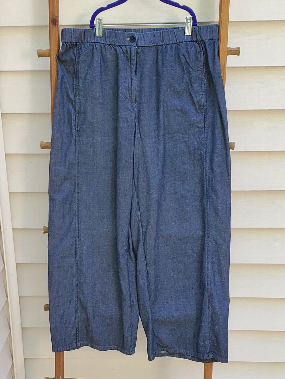 Eileen Fisher Organic Cotton Twill Wide-Leg Pants Size L - Picture 3 of 6